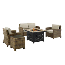 Load image into Gallery viewer, Bradenton 5Pc Outdoor Wicker Conversation Set Weathered Brown/Sand
