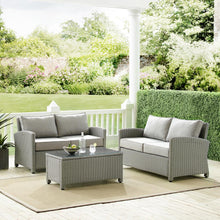 Load image into Gallery viewer, Bradenton 3Pc Outdoor Wicker Conversation Set Gray/Gray - Coffee Table &amp; 2 Loveseats
