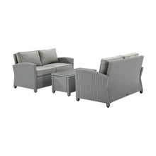 Load image into Gallery viewer, Bradenton 3Pc Outdoor Wicker Conversation Set Gray/Gray - Coffee Table &amp; 2 Loveseats

