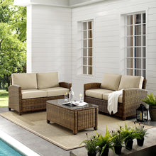 Load image into Gallery viewer, Bradenton 3Pc Outdoor Wicker Conversation Set Sand/Weathered Brown - Coffee Table &amp; 2 Loveseats
