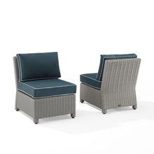 Load image into Gallery viewer, Bradenton 2Pc Outdoor Wicker Chair Set Navy/Gray - 2 Armless Chairs

