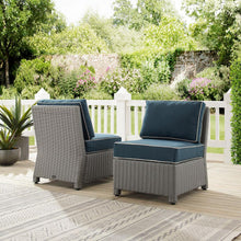 Load image into Gallery viewer, Bradenton 2Pc Outdoor Wicker Chair Set Navy/Gray - 2 Armless Chairs
