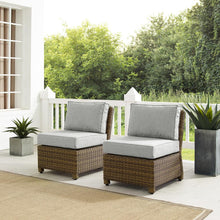 Load image into Gallery viewer, Bradenton 2Pc Outdoor Wicker Chair Set Gray/Weathered Brown - 2 Armless Chairs
