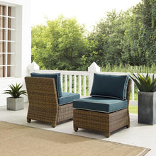 Load image into Gallery viewer, Bradenton 2Pc Outdoor Wicker Chair Set Navy/Weathered Brown - 2 Armless Chairs
