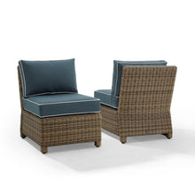 Load image into Gallery viewer, Bradenton 2Pc Outdoor Wicker Chair Set Navy/Weathered Brown - 2 Armless Chairs
