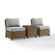 Load image into Gallery viewer, Bradenton 3Pc Outdoor Wicker Chair Set Gray/ Weathered Brown - Side Table &amp; 2 Armless Chairs
