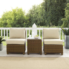 Load image into Gallery viewer, Bradenton 3Pc Outdoor Wicker Chair Set Sand/ Weathered Brown - Side Table &amp; 2 Armless Chairs
