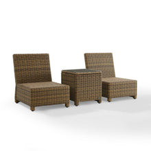 Load image into Gallery viewer, Bradenton 3Pc Outdoor Wicker Chair Set Sand/ Weathered Brown - Side Table &amp; 2 Armless Chairs
