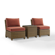 Load image into Gallery viewer, Bradenton 3Pc Outdoor Wicker Chair Set Sangria /Weathered Brown - Side Table &amp; 2 Armless Chairs
