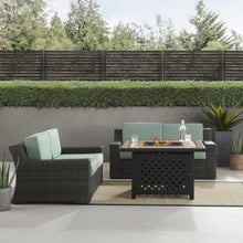 Load image into Gallery viewer, Beaufort 3Pc Outdoor Wicker Conversation Set W/Fire Table Mist/Brown - Tucson Fire Table &amp; 2 Loveseats

