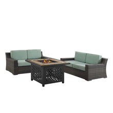 Load image into Gallery viewer, Beaufort 3Pc Outdoor Wicker Conversation Set W/Fire Table Mist/Brown - Tucson Fire Table &amp; 2 Loveseats
