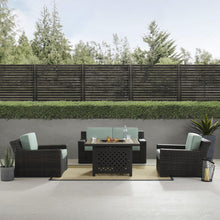 Load image into Gallery viewer, Beaufort 4Pc Outdoor Wicker Conversation Set W/Fire Table Mist/Brown - Tucson Fire Table, Loveseat, &amp; 2 Chairs
