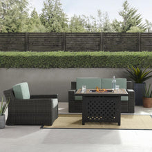 Load image into Gallery viewer, Beaufort 3Pc Outdoor Wicker Conversation Set W/Fire Table Mist/Brown - Tucson Fire Table, Loveseat, &amp; Chair
