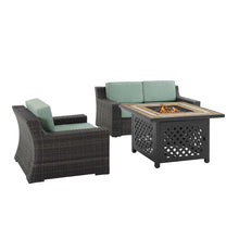 Load image into Gallery viewer, Beaufort 3Pc Outdoor Wicker Conversation Set W/Fire Table Mist/Brown - Tucson Fire Table, Loveseat, &amp; Chair
