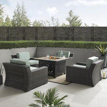 Load image into Gallery viewer, Beaufort 5Pc Outdoor Wicker Chair Set W/Fire Table Mist/Brown - Tucson Fire Table &amp; 4 Chairs

