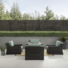 Load image into Gallery viewer, Beaufort 5Pc Outdoor Wicker Chair Set W/Fire Table Mist/Brown - Tucson Fire Table &amp; 4 Chairs
