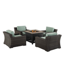 Load image into Gallery viewer, Beaufort 5Pc Outdoor Wicker Chair Set W/Fire Table Mist/Brown - Tucson Fire Table &amp; 4 Chairs
