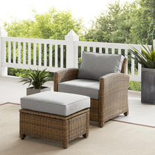 Load image into Gallery viewer, Bradenton 2Pc Outdoor Wicker Armchair Set Gray /Weathered Brown - Armchair &amp; Ottoman
