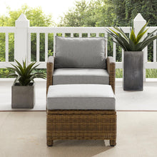 Load image into Gallery viewer, Bradenton 2Pc Outdoor Wicker Armchair Set Gray /Weathered Brown - Armchair &amp; Ottoman

