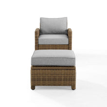 Load image into Gallery viewer, Bradenton 2Pc Outdoor Wicker Armchair Set Gray /Weathered Brown - Armchair &amp; Ottoman
