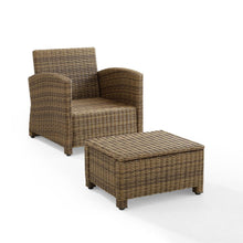 Load image into Gallery viewer, Bradenton 2Pc Outdoor Wicker Armchair Set Gray /Weathered Brown - Armchair &amp; Ottoman
