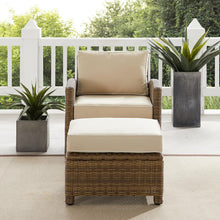 Load image into Gallery viewer, Bradenton 2Pc Outdoor Wicker Armchair Set Sand/ Weathered Brown - Armchair &amp; Ottoman

