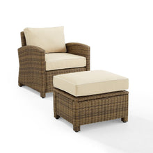 Load image into Gallery viewer, Bradenton 2Pc Outdoor Wicker Armchair Set Sand/ Weathered Brown - Armchair &amp; Ottoman
