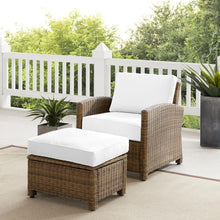 Load image into Gallery viewer, Bradenton 2Pc Outdoor Armchair Set - Sunbrella White/Weathered Brown - Armchair &amp; Ottoman
