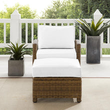 Load image into Gallery viewer, Bradenton 2Pc Outdoor Armchair Set - Sunbrella White/Weathered Brown - Armchair &amp; Ottoman
