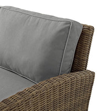Load image into Gallery viewer, Bradenton 5Pc Outdoor Wicker Armchair Set Gray /Weathered Brown - Side Table, 2 Arm Chairs &amp; 2 Ottomans
