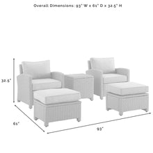 Load image into Gallery viewer, Bradenton 5Pc Outdoor Wicker Armchair Set Sangria/ Weathered Brown - Side Table, 2 Arm Chairs &amp; 2 Ottomans
