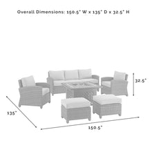 Load image into Gallery viewer, Bradenton 6Pc Outdoor Wicker Sofa Set W/Fire Table Sangria/Weathered Brown - Tucson Fire Table, Sofa, 2 Armchairs &amp; 2 Ottomans
