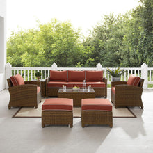 Load image into Gallery viewer, Bradenton 7Pc Outdoor Wicker Sofa Set Sangria/Weathered Brown - Sofa, Coffee Table, Side Table, 2 Armchairs &amp; 2 Ottomans
