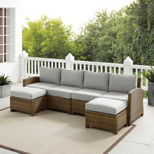 Load image into Gallery viewer, Bradenton 4Pc Outdoor Wicker Sectional Set Gray /Weathered Brown - Left Loveseat, Right Loveseat, &amp; 2 Ottomans
