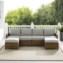 Load image into Gallery viewer, Bradenton 4Pc Outdoor Wicker Sectional Set Gray /Weathered Brown - Left Loveseat, Right Loveseat, &amp; 2 Ottomans
