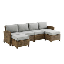 Load image into Gallery viewer, Bradenton 4Pc Outdoor Wicker Sectional Set Gray /Weathered Brown - Left Loveseat, Right Loveseat, &amp; 2 Ottomans
