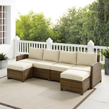 Load image into Gallery viewer, Bradenton 4Pc Outdoor Wicker Sectional Set Sand /Weathered Brown - Left Loveseat, Right Loveseat, &amp; 2 Ottomans
