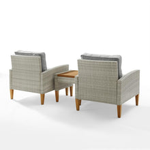 Load image into Gallery viewer, Capella 3Pc Outdoor Wicker Chair Set Gray/Acorn - Side Table &amp; 2 Armchairs
