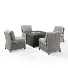 Load image into Gallery viewer, Bradenton 5Pc Outdoor Wicker Conversation Set W/Fire Table Gray/Gray - Dante Fire Table &amp; 4 Armless Chairs
