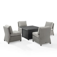 Load image into Gallery viewer, Bradenton 5Pc Outdoor Wicker Conversation Set W/Fire Table Gray/Gray - Dante Fire Table &amp; 4 Armless Chairs
