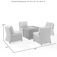 Load image into Gallery viewer, Bradenton 5Pc Outdoor Wicker Conversation Set W/Fire Table Navy/Gray - Dante Fire Table &amp; 4 Armless Chairs
