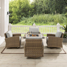 Load image into Gallery viewer, Bradenton 5Pc Swivel Rocker Conversation Set W/Fire Table Gray/Weathered Brown - Tucson Fire Table &amp; 4 Swivel Rockers
