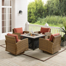 Load image into Gallery viewer, Bradenton 5Pc Swivel Rocker Conversation Set W/Fire Table Sangria/Weathered Brown - Tucson Fire Table &amp; 4 Swivel Rockers

