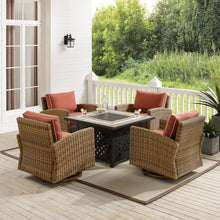 Load image into Gallery viewer, Bradenton 5Pc Swivel Rocker Conversation Set W/Fire Table Sangria/Weathered Brown - Tucson Fire Table &amp; 4 Swivel Rockers
