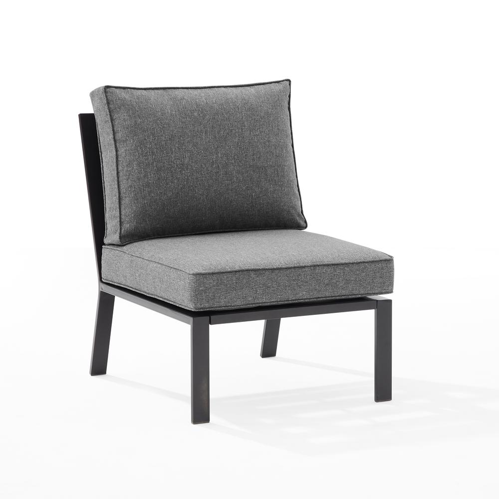 Clark Outdoor Metal Sectional Center Chair Charcoal/Matte Black