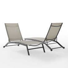 Load image into Gallery viewer, Weaver 2Pc Outdoor Sling Chaise Lounge Set Light Gray/Matte Black - 2 Lounge Chairs

