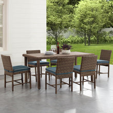 Load image into Gallery viewer, Bradenton 7Pc Outdoor Wicker Dining Set Navy/Weathered Brown - Dining Table &amp; 6 Dining Chairs

