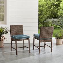 Load image into Gallery viewer, Bradenton 2Pc Outdoor Wicker Dining Chair Set Navy/Weathered Brown - 2 Dining Chairs
