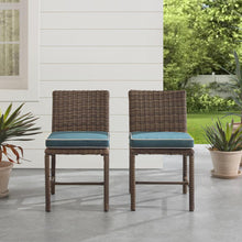 Load image into Gallery viewer, Bradenton 2Pc Outdoor Wicker Dining Chair Set Navy/Weathered Brown - 2 Dining Chairs
