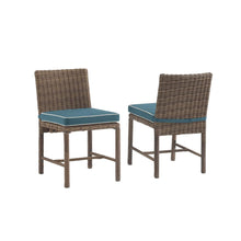 Load image into Gallery viewer, Bradenton 2Pc Outdoor Wicker Dining Chair Set Navy/Weathered Brown - 2 Dining Chairs
